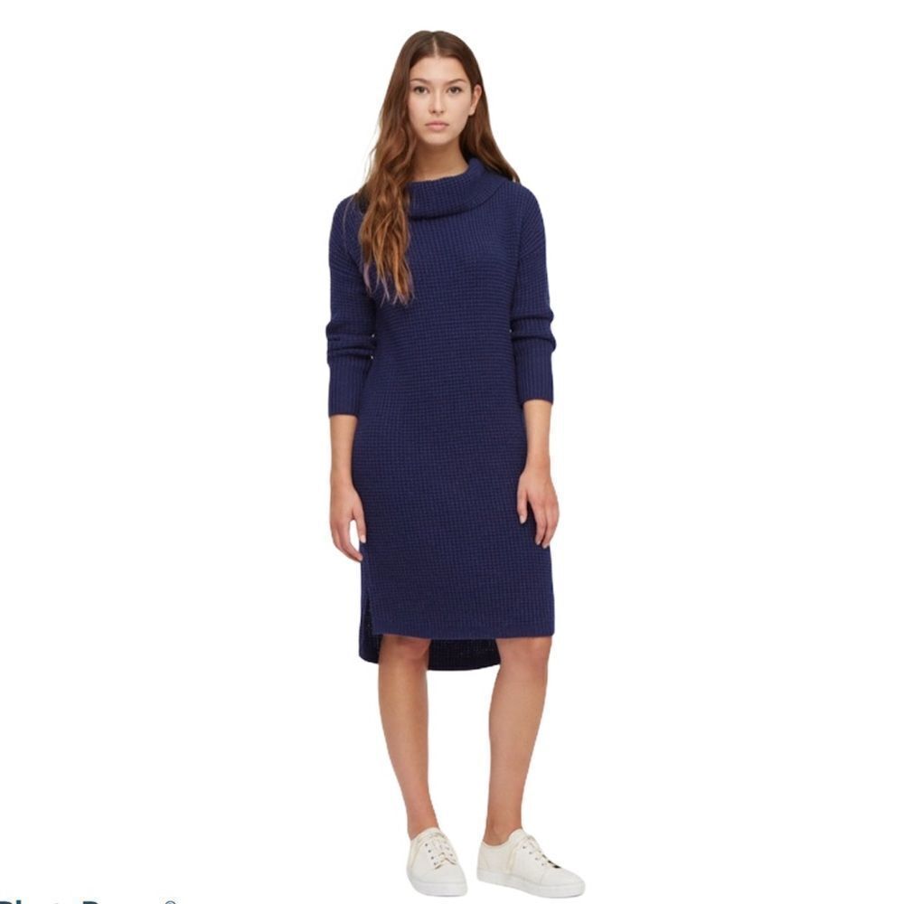 JIGSAW 100% Wool Navy Waffle Knit Sweater Dress M